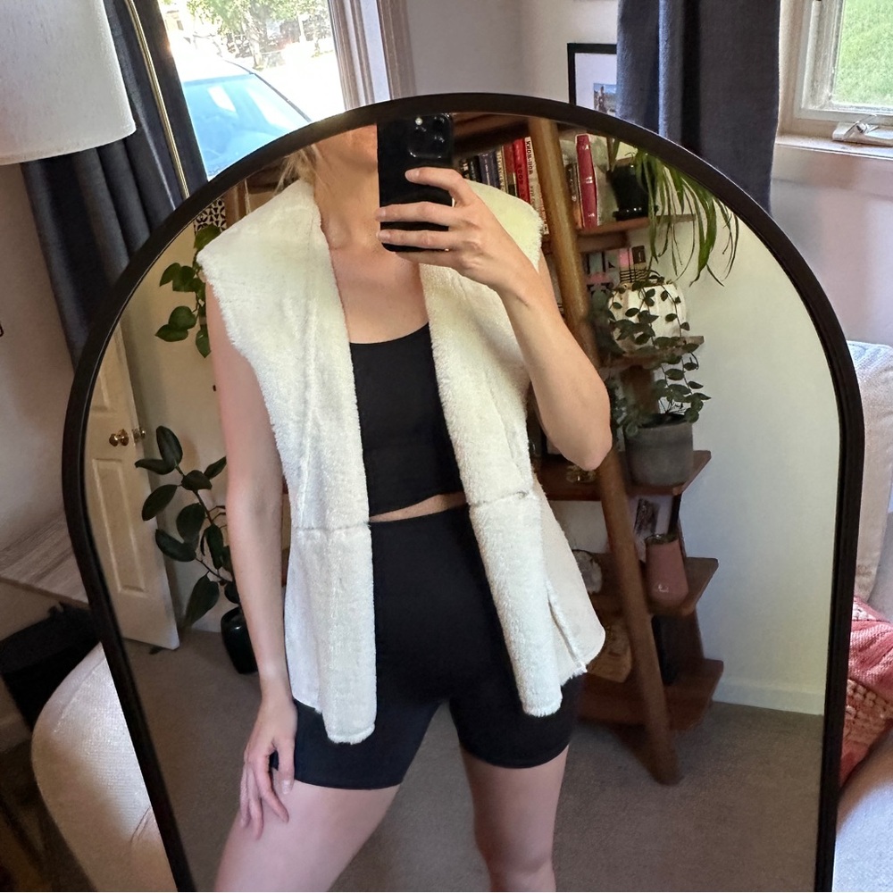 Chico’s White Suede + Fleece Vest